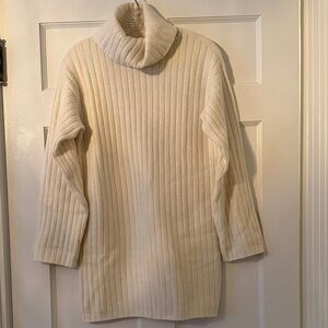 Abercrombie & Fitch Ribbed Cream Turtleneck Sweater Dress/Tunic NWOT